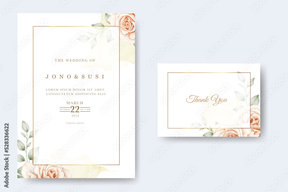 Beautiful floral  wedding invitation card template 