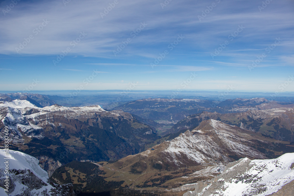 Aerial view from Jungfraujoch, Switzerland. Copy Space.