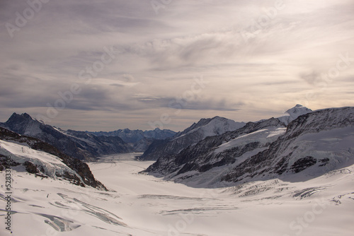 Morning view of Jungfraujoch, Switzerland. Copy space. © MeiYi