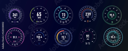 Set of car speedometer
