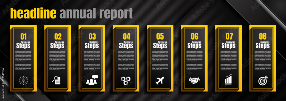 infographics design, 8 process chart diagram template for presentation workflow, abstract timeline elements, flow chart business black color layout concept infographics design, 8 process chart diagram template for presentation workflow, abstract timeline elements, flow chart business black color layout concept