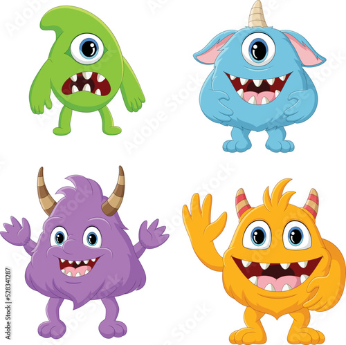 Set of cute monster cartoon