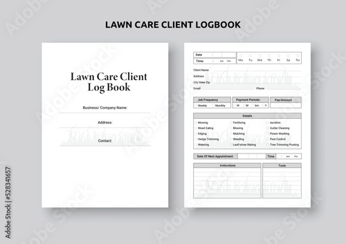 Lawn care client Log book interior