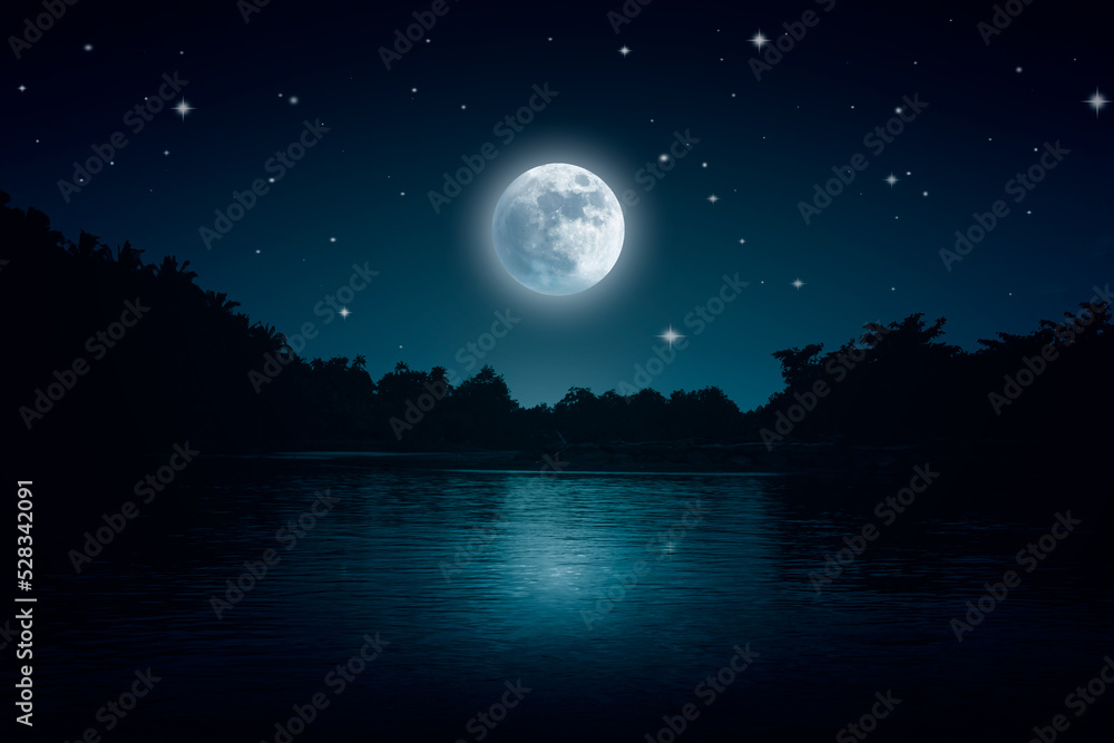 Fototapeta premium Night landscape at river