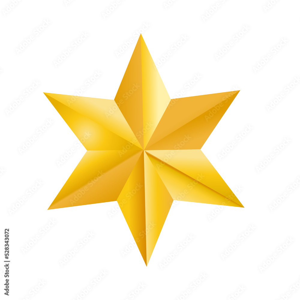 Yellow star shape 3d , isolated on white background , illustration Yellow star shape 3d , isolated on white background , illustration