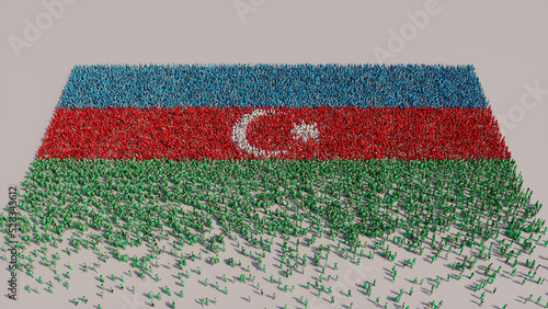 Azerbaijani Banner Background, with People coming together to form the Flag of Azerbaijan.