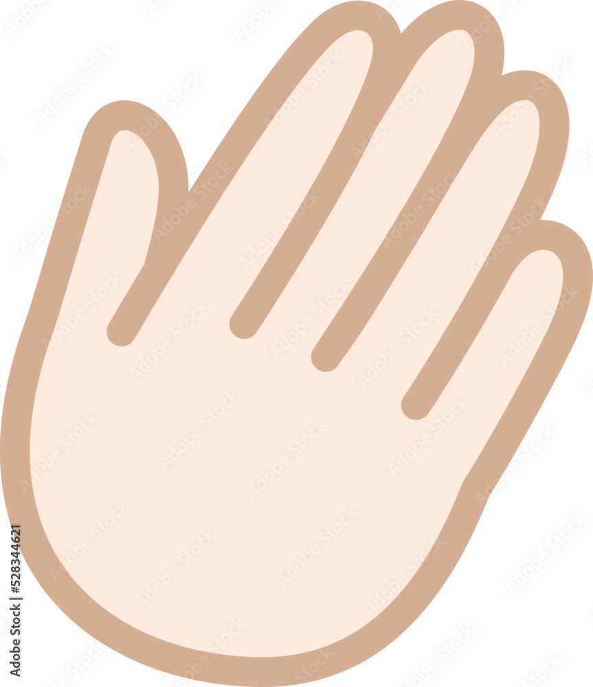 手のひらで押さえるポーズの手