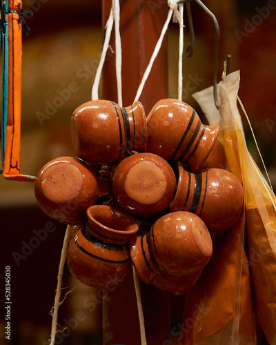 Cantaritos de barro mexicano para bebidas photo