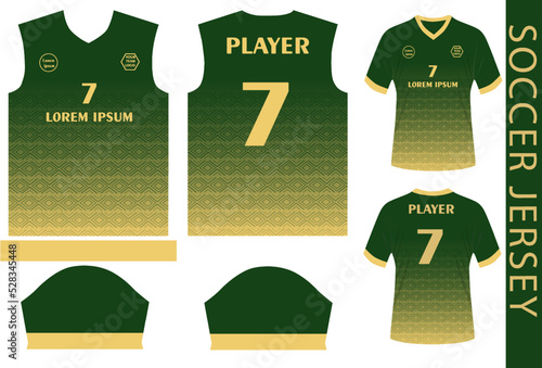 soccer jersey design template with pattern and mocku