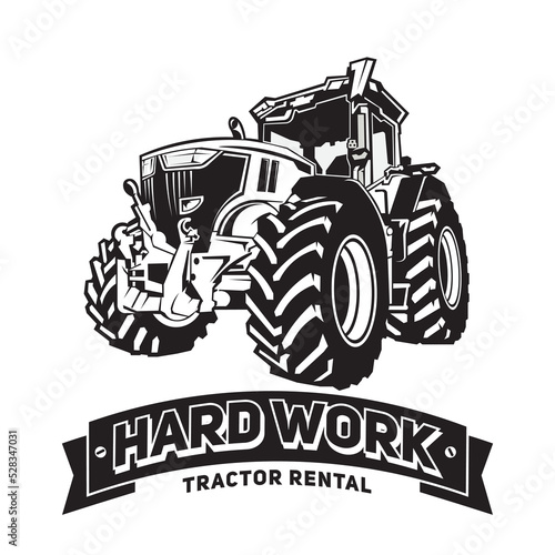 Farm Tractor vector illustration, perfect for Equipment Rental Company and Farm logo design