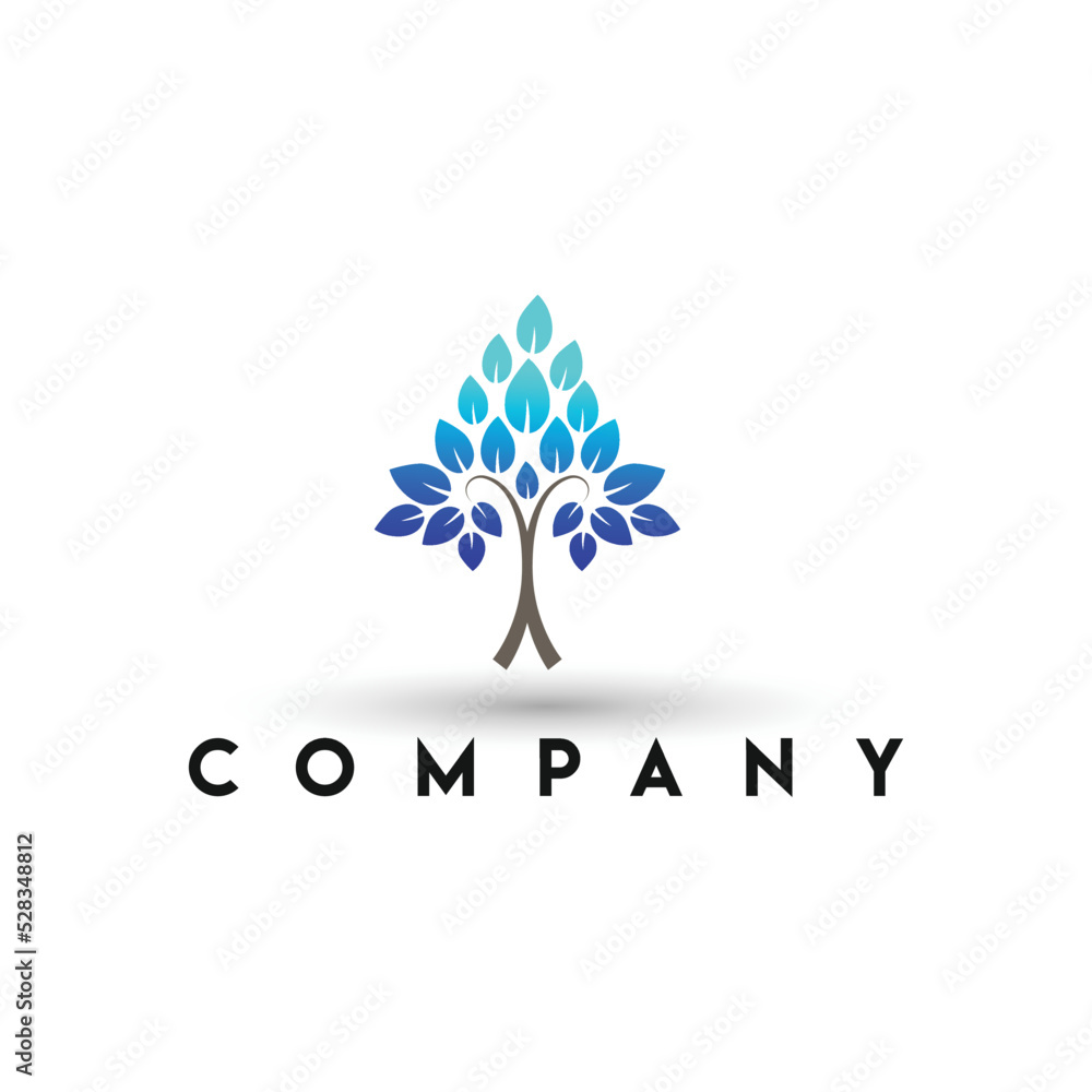 Obraz premium Organic tree logo, green leaf ecology nature logo element vector