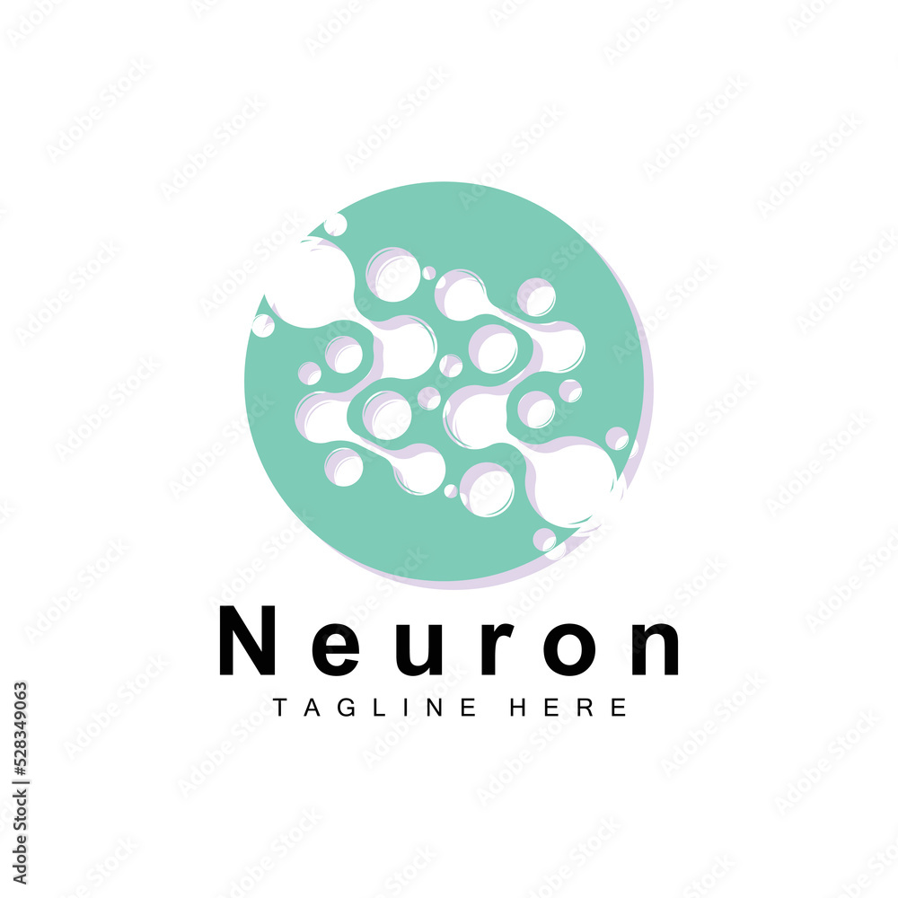 Obraz premium Neuron Logo Design Vector nerve cell illustration Molecular DNA health brand