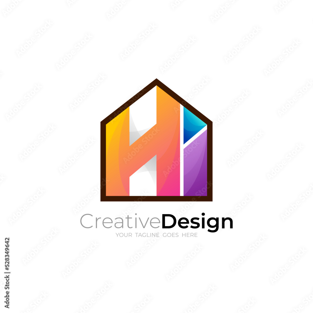 Fototapeta premium House icon with letter H and I logo template