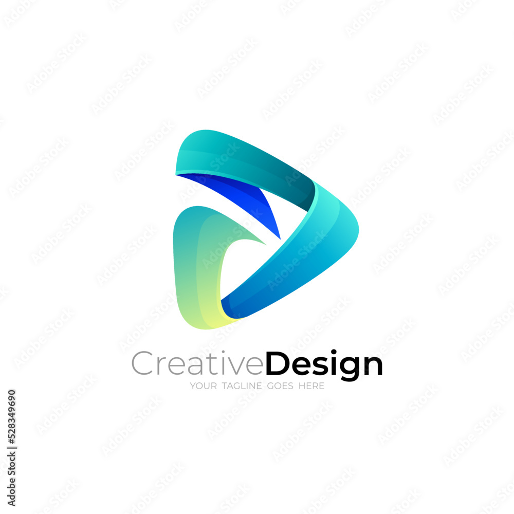 Abstract Play logo design technology, blue color Abstract Play logo design technology, blue color