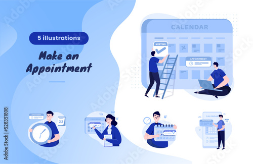 Flat design makes an appointment illustration bundle pack