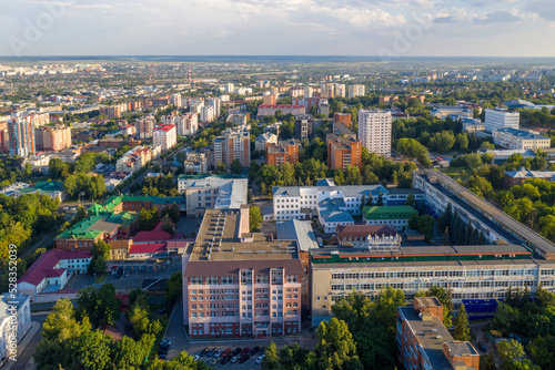 Aerial view of Penza town on sunny summer day. Penza Oblast, Russia.