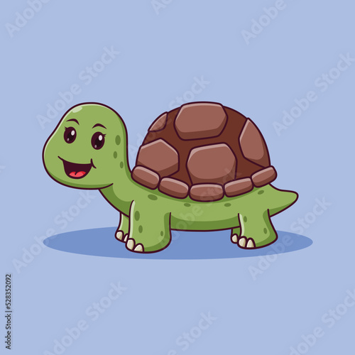 Cute Turtle Cartoon posing. Turtle Icon Concept. Flat Cartoon Style. Suitable for Web Landing Page, Banner, Flyer, Sticker, Card