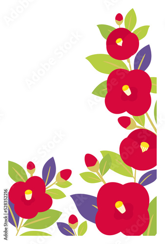 Fototapeta Naklejka Na Ścianę i Meble -  Red camellia flower background frame illustration