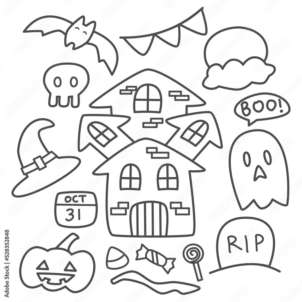 Fototapeta premium Halloween doodle coloring page
