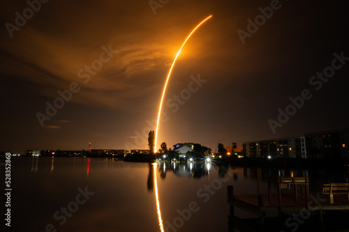 Nighttime Rocket Launch over Cocoa Beach Florida