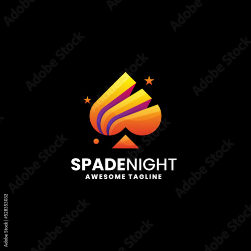 Vector Logo Illustration Spade Gradient Colorful Style.