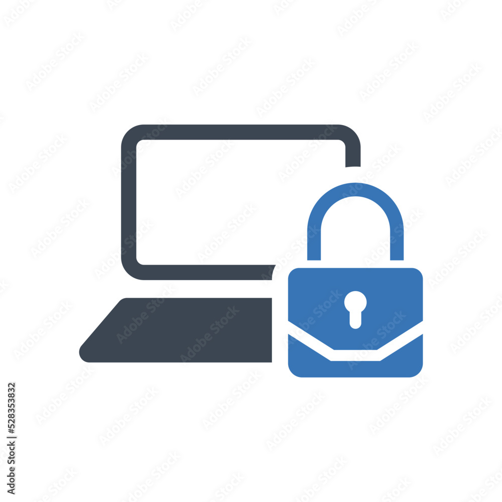 Laptop lock security icon Laptop lock security icon