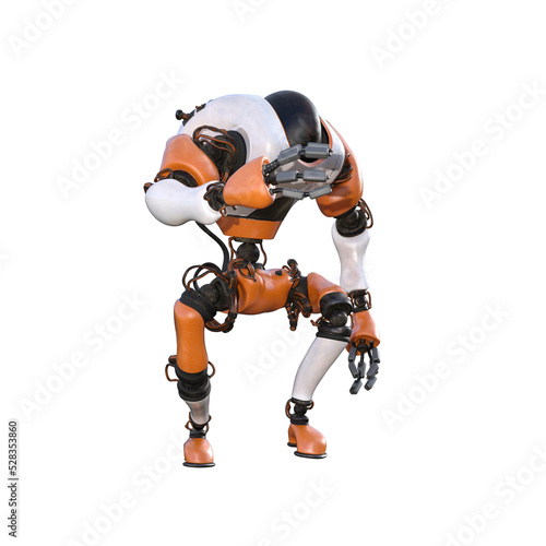 Cartoon roboter. Character for collages, Clipart, photobashing. 3d rendering illustration PNG.