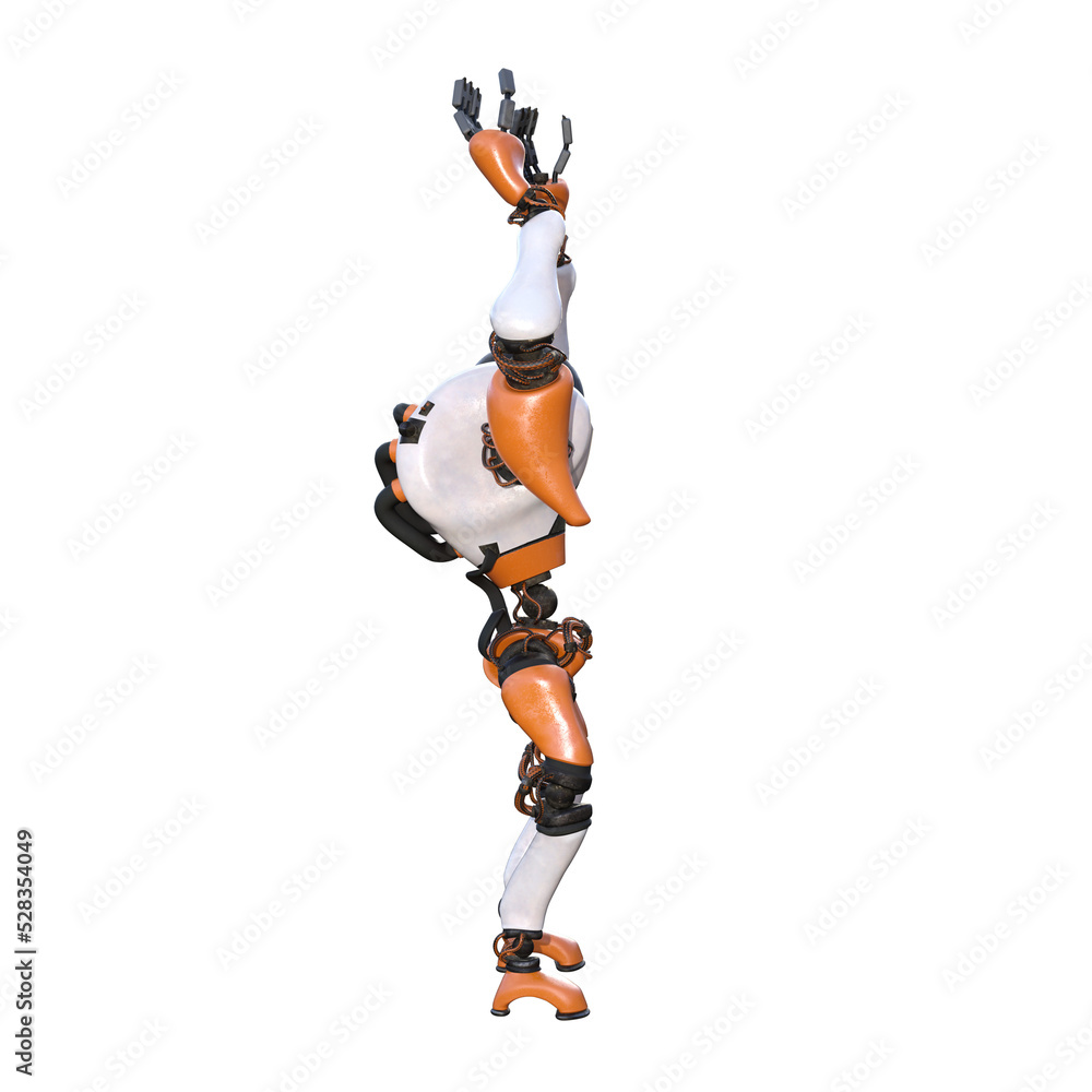 Cartoon roboter. Character for collages, Clipart, photobashing. 3d rendering illustration PNG.