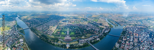 Aerial view of Hue Citadel and view of Hue city, Vietnam. Emperor palace complex, Hue Province, Vietnam photo