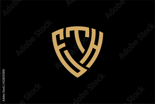 ETH creative letter shield logo design vector icon illustration