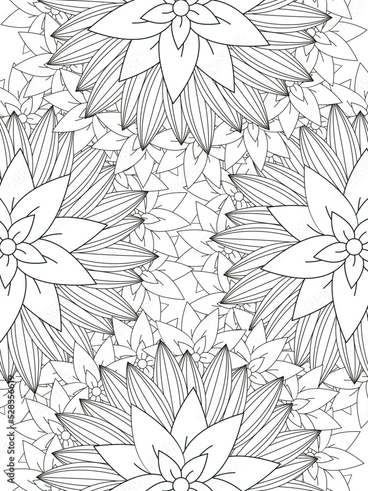 custom made wallpaper toronto digitalFlowers coloring book page. Isolated on white background. Doodle drawing anti-stress coloring books page for adults or children. Flat Illustration