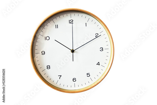 Clock round frame on white isolated background