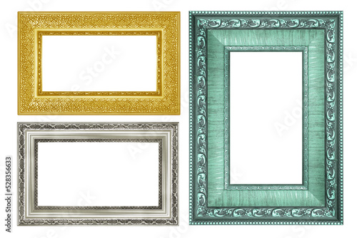 set of vintage picture and photo frame isolated on white background