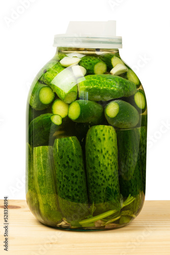 a jar of cucumbers prepared for sourdough for the winter