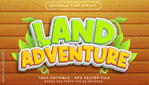 land adventure 3d text effect and editable text effect