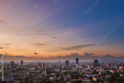 aerial view of mexico city during sunrise