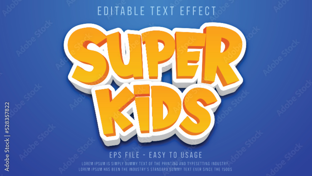 Super kids editable text effect 