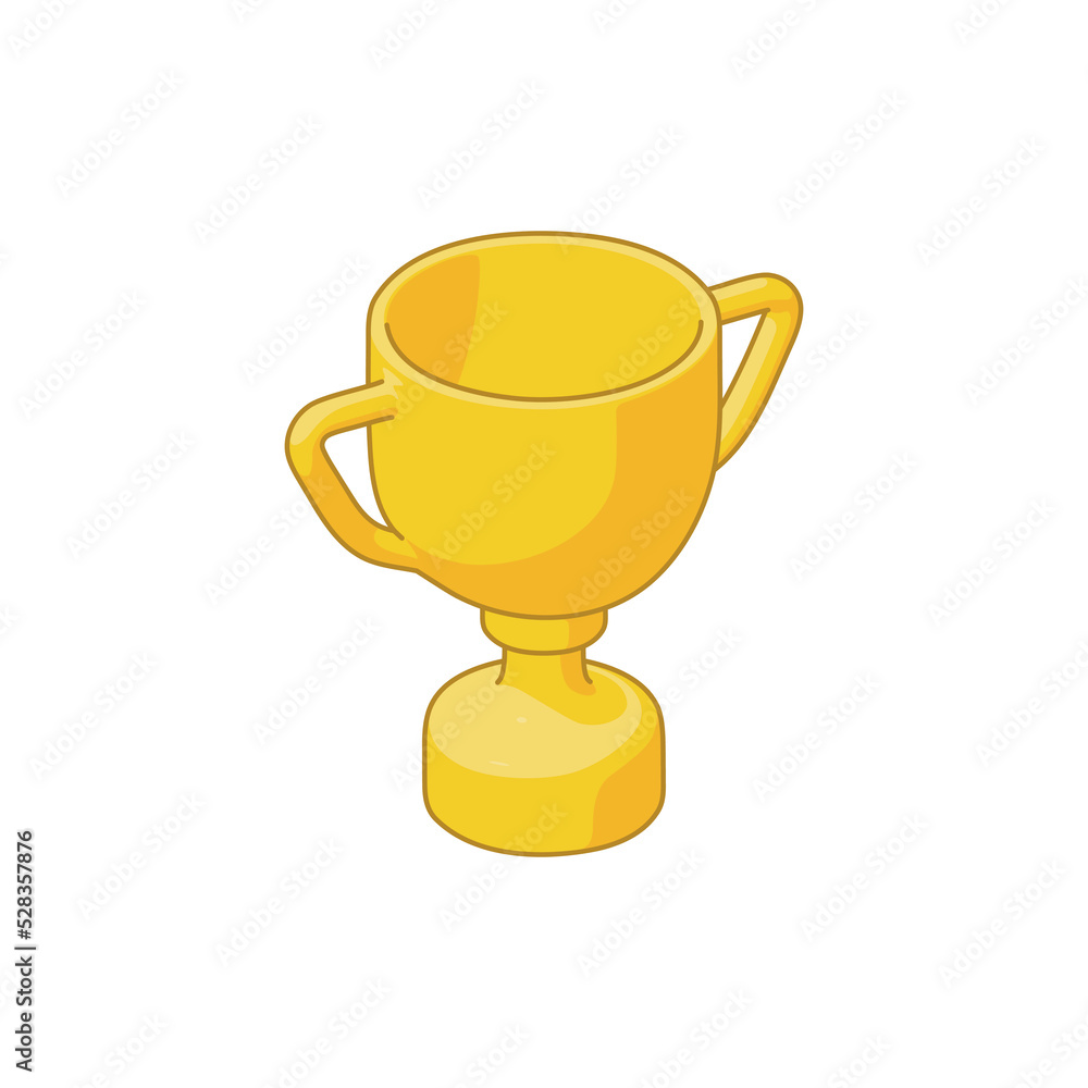 Color illustration of a golden goblet on a white background. Vector illustration. Design element for poster, banner, badge, sticker, label. Sports symbols. Color illustration of a golden goblet on a white background. Vector illustration. Design element for poster, banner, badge, sticker, label. Sports symbols.