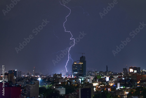 Lightning storm over mexico city