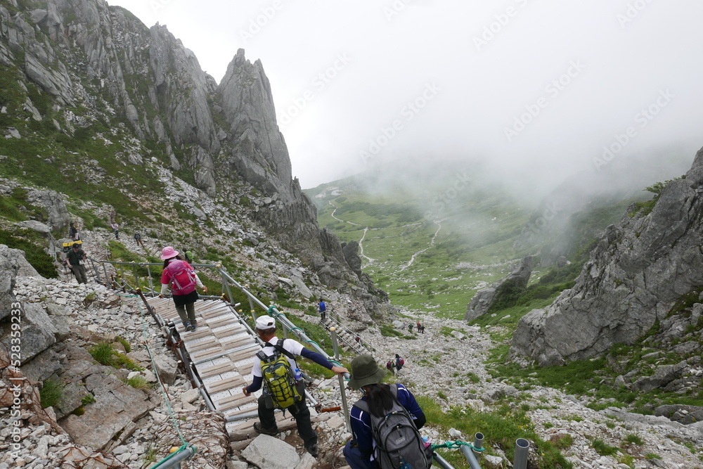 Senjojiki Curl is close to the ridgeline of the Central Alps, the bowl