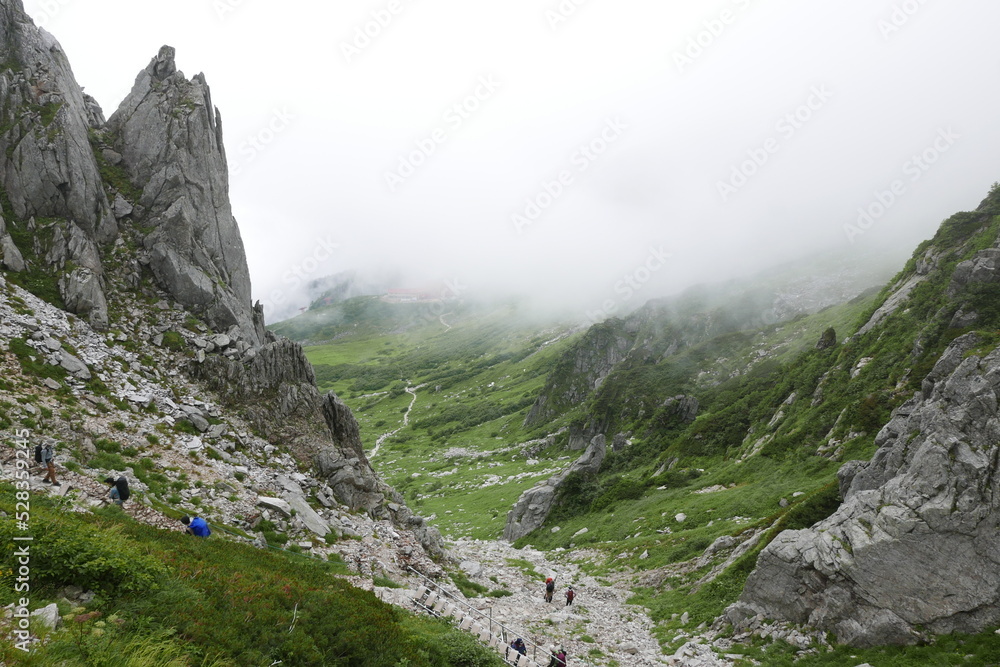 Senjojiki Curl is close to the ridgeline of the Central Alps, the bowl