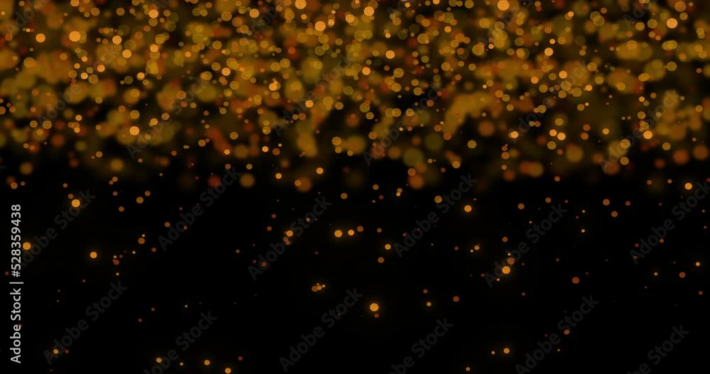 Animation of multiple glowing gold spots of light moving in hypnotic motion on black background Animation of multiple glowing gold spots of light moving in hypnotic motion on black background