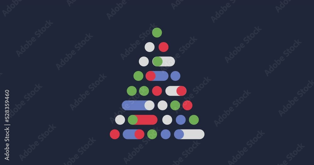 Animation of a digital Christmas tree with baubles and Christmas decorations on grey background Animation of a digital Christmas tree with baubles and Christmas decorations on grey background