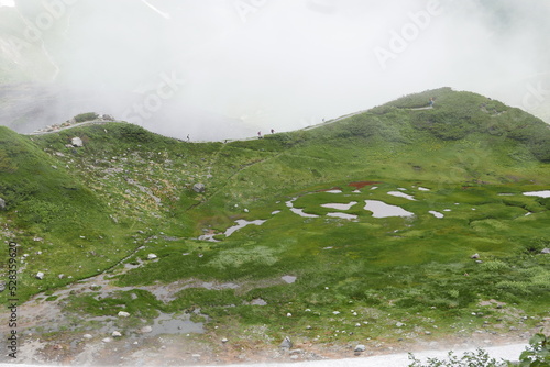 Murodo is at 2,500 m, this is the highest point on the Tateyama Kurobe Alpine Route. There are many places that you can take a walk to, such as Mikurigaike. photo