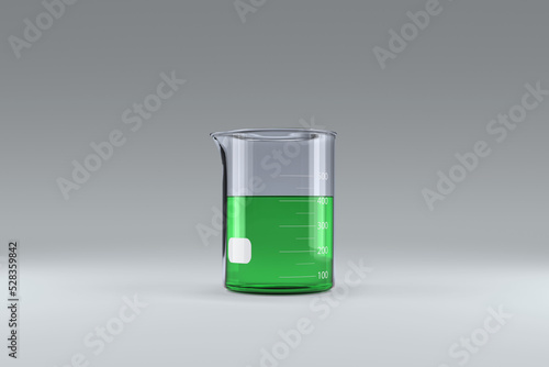 Beaker with green chemical solution