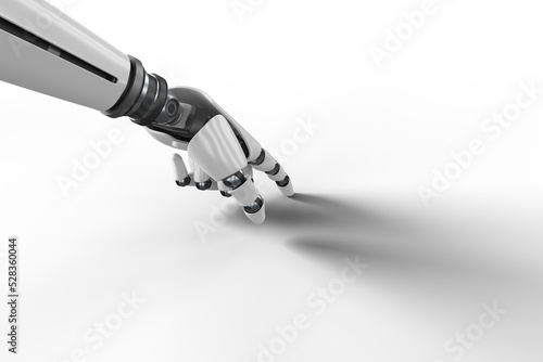 Robotic hand over white background