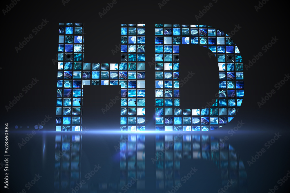 HD made of digital screens in blue HD made of digital screens in blue