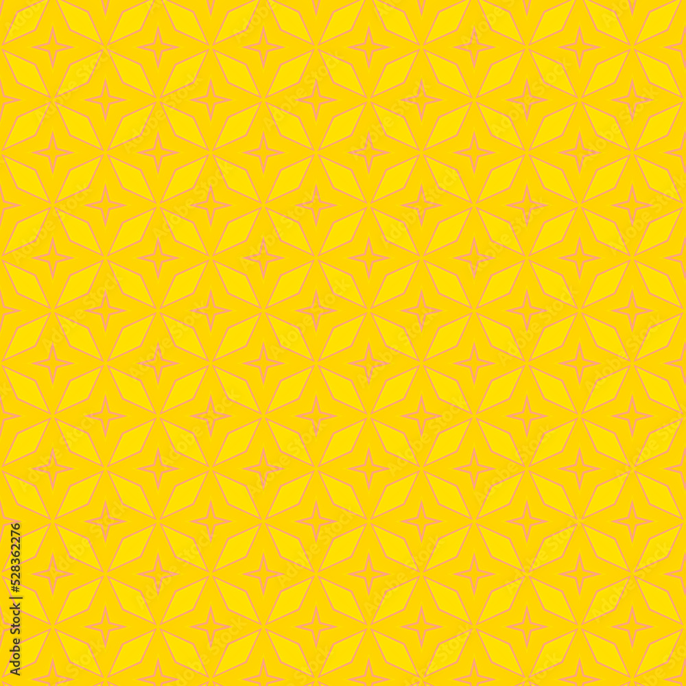 Geometric Yellow Star Hexagonal Shape Texture Background Wallpaper Interior Graphic Design Fashion Fabric Cloth Textile Garment Backdrop Wrapping Paper Decorative Element Laminate Vector Art Pattern