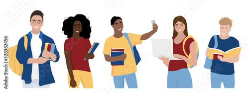Group of students on white background