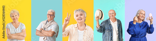 Collage of happy elderly pe...